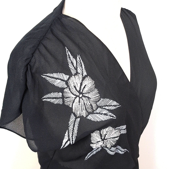 Vintage Billy Jack For Her sheer midi dress W sparkly floral design. Medium. - Picture 5 of 12